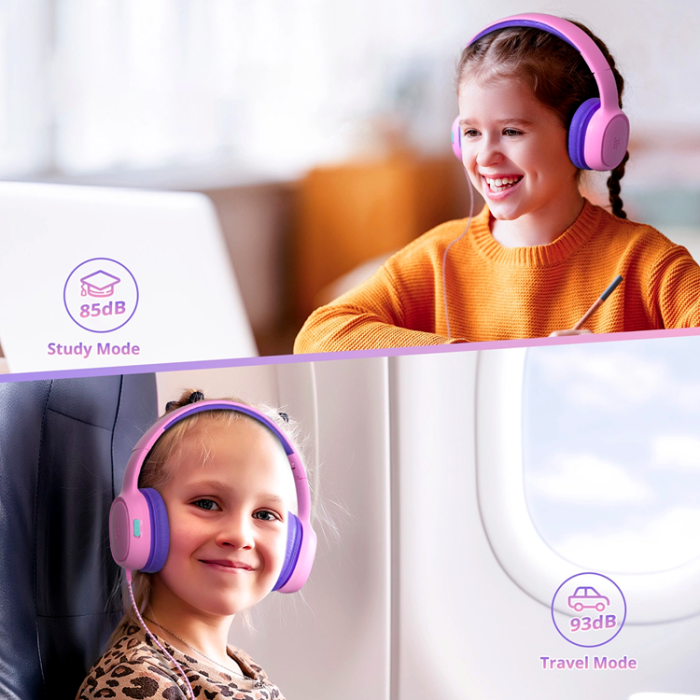Tronsmart - Tronsmart Over-Ear Hörlurar Trådbundna till Barn Safe KH01 - Rosa