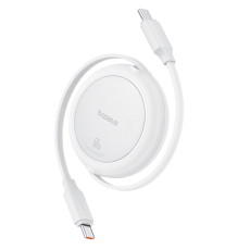 BASEUS - Baseus Inf&auml;llbar USB-C till USB-C 60W Kabel 1m Free2Pull - Vit