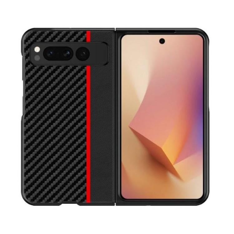 Google Pixel Fold Mobilfodral Carbon Fiber Ultra Thin - Svart/Röd | 2353 | AlltMobil