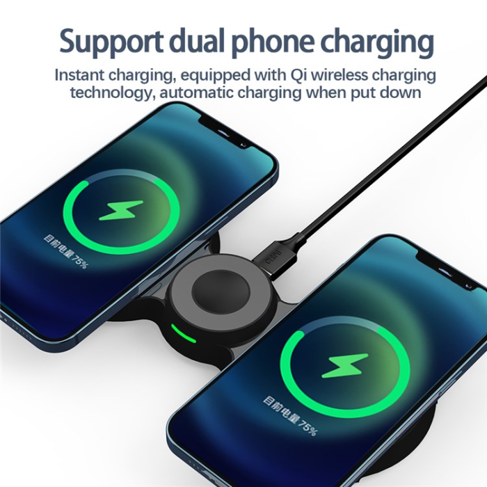 A-One Brand - Trådlös Laddare 15W iPhone,Apple Watch,Airpods - Svart