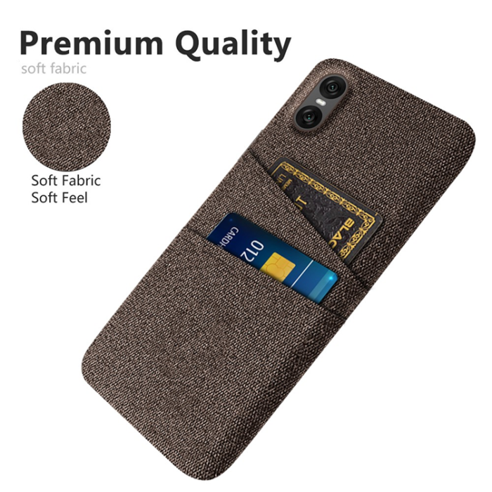 A-One Brand - Sony Xperia 10 VII Mobilskal med Dual Kortfack Tyg + PC - Brun