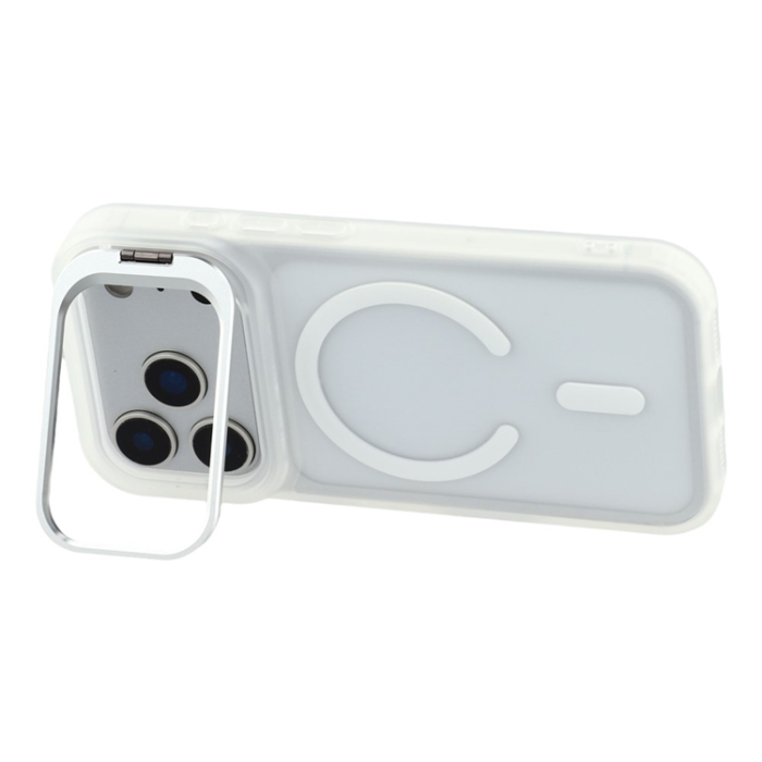 A-One Brand - iPhone 17 Pro Mobilskal MagSafe Lins Kickstand - Transparent Vit