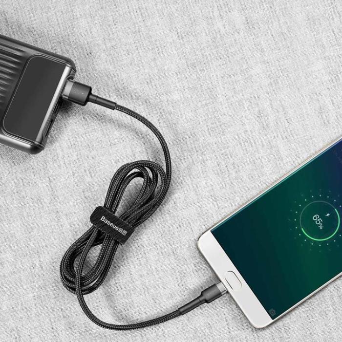 BASEUS - Baseus Flätad USB Till Micro USB Kabel 2M - Svart/Grå