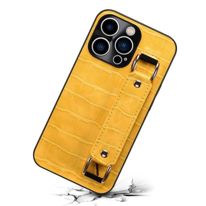 OEM - iPhone 14 Pro Max Skal Korthållare Crocodile - Gul