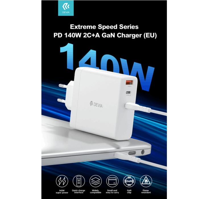 Devia - Devia Extreme Snabbladdare PD 140W 2x USB-C 1x USB För Bärbara