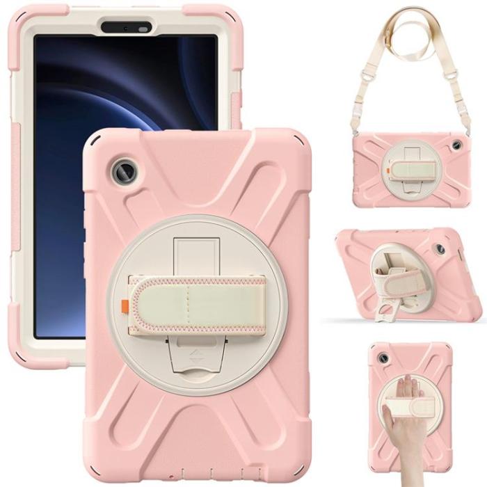 A-One Brand - Galaxy Tab A9 Skal Kickstand Handrem Med Axelrem - Rosa