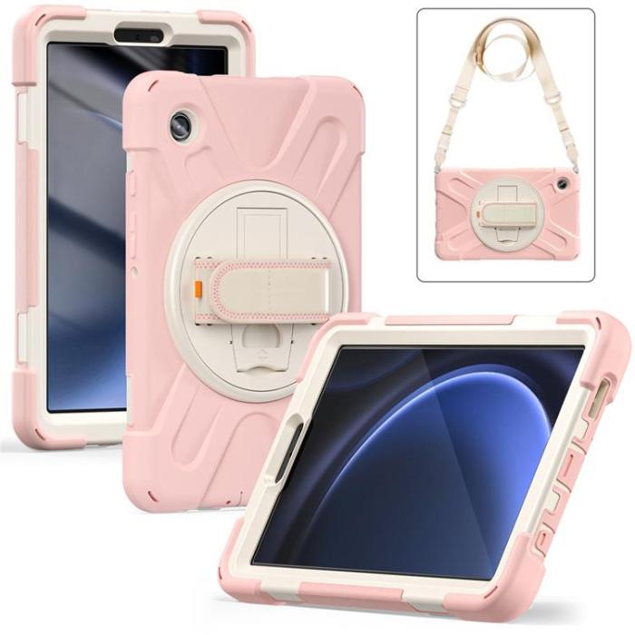 A-One Brand - Galaxy Tab A9 Skal Kickstand Handrem Med Axelrem - Rosa