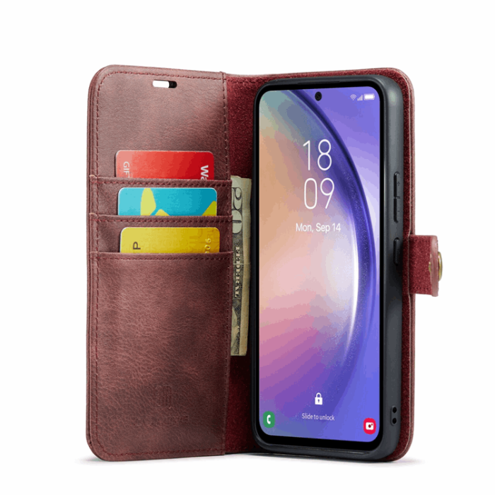 DG.MING - DG.MING Galaxy S23 FE Plånboksfodral Äkta Läder 2in1 - Röd