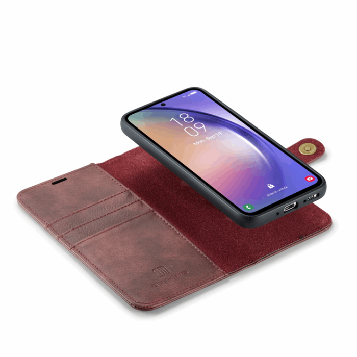 DG.MING - DG.MING Galaxy S23 FE Plånboksfodral Äkta Läder 2in1 - Röd