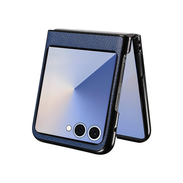 A-One Brand - Galaxy Z Flip 7 Mobilskal Litchi Texture Läder - Mörkblå