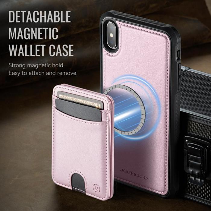 OEM - JEEHOOD Mobilskal till iPhone XS Max MagSafe Läder - Rosa