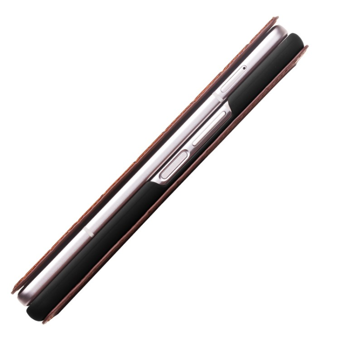 QIALINO - QIALINO Galaxy Z Fold 4 Fodral Äkta Läder Cowhide Crocodile - Brun