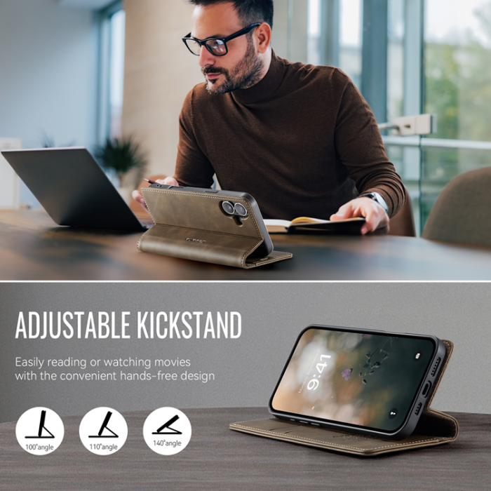 Caseme - Caseme iPhone 17 Plånboksfodral RFID Blocking 033 Series - Kaffe