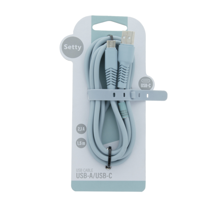 Setty - Setty USB Till USB-C Kabel 1.5 m 2.1A KSA-C-1.523 - Blå