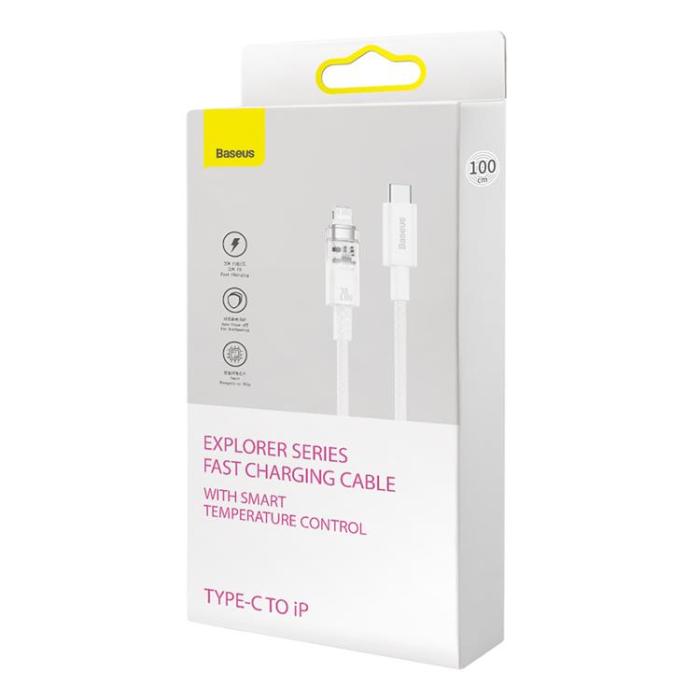 BASEUS - Baseus USB-C till lightning kabel 20W 1m Explorer - Vit