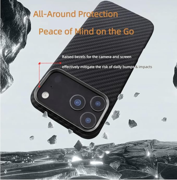 A-One Brand - iPhone 17 Mobilskal MagSafe Kevlar Metal Ring - Sun Röd