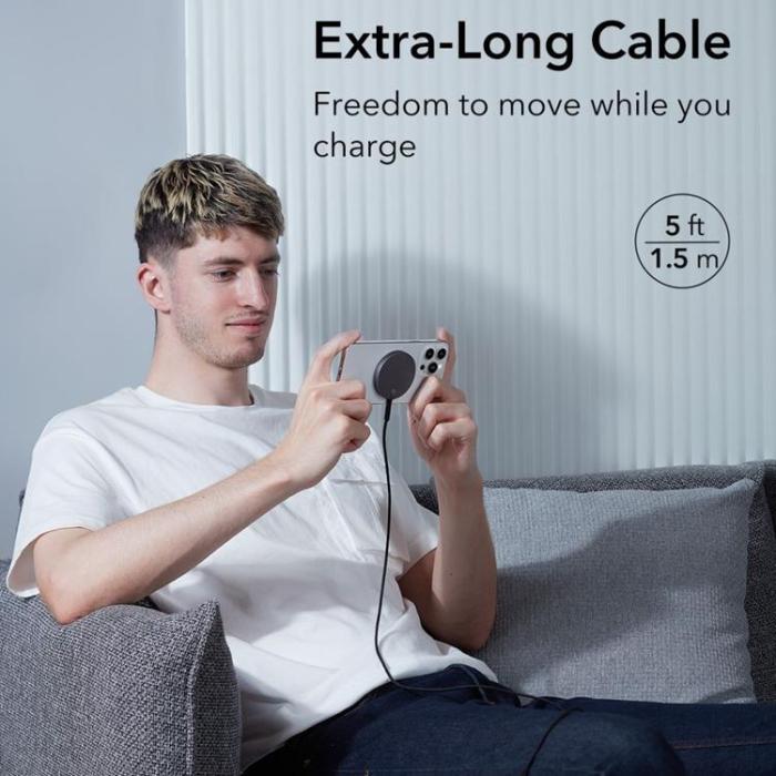 ESR - ESR Halolock Magnetic Magsafe Trådlös Laddare - Svart