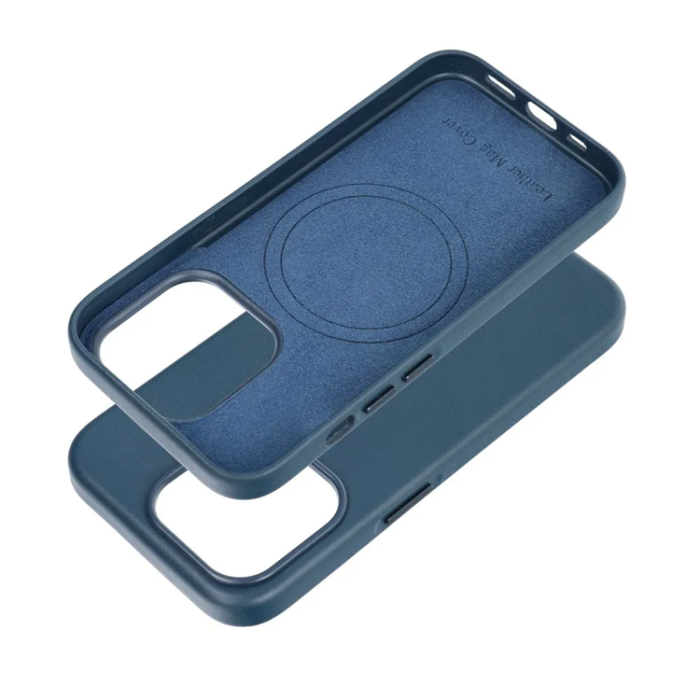 OEM - iPhone 15 Plus Mobilskal Magsafe Läder - Blå