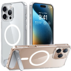 Torras - Torras iPhone 16 Pro Max Mobilskal Magsafe Kickstand - Transparent
