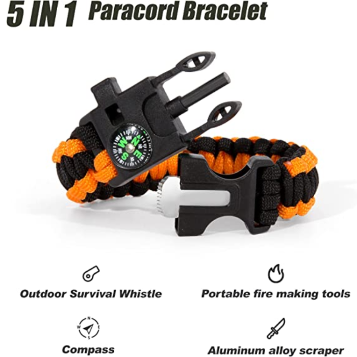 OEM - Överlevnadsarmband Paracord l Kompass , Visselpipa , Flintbrandstartare - Orange