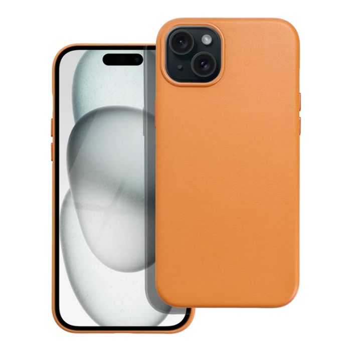 OEM - iPhone 15 Plus Mobilskal Magsafe Läder - Orange