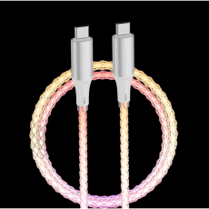 QUALO - QUALO USB-C till USB-C Kabel 1M 3A Glowing - Vit/Silver