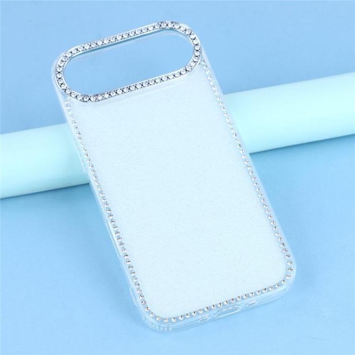 A-One Brand - iPhone Air Mobilskal Rhinestone Edge - Glitter Vit