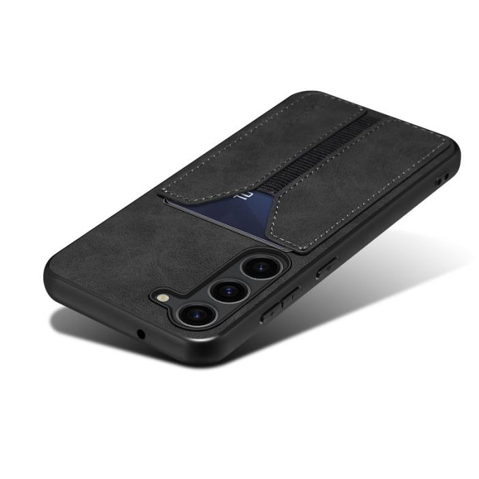 DENIOR - DENIOR Samsung Galaxy S25 Fodral Elastisk Kortficka KonstLäder Svart