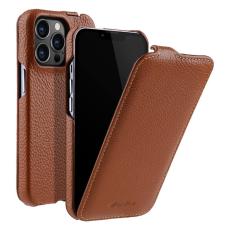 Melkco - MELKCO iPhone 12 Pro Max Vertikalt Flipfodral &Auml;kta L&auml;der + PC Brun