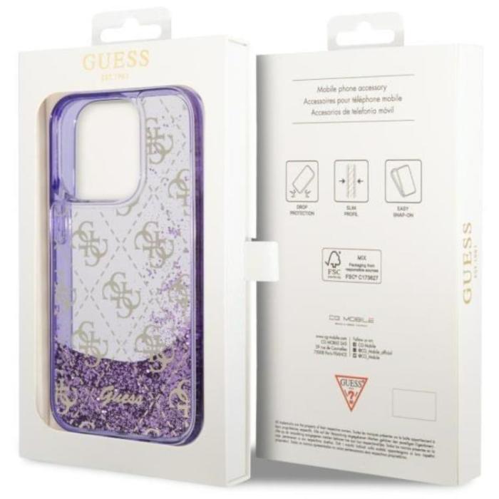 Guess - Guess iPhone 14 Pro Mobilskal Liquid Glitter - Lila