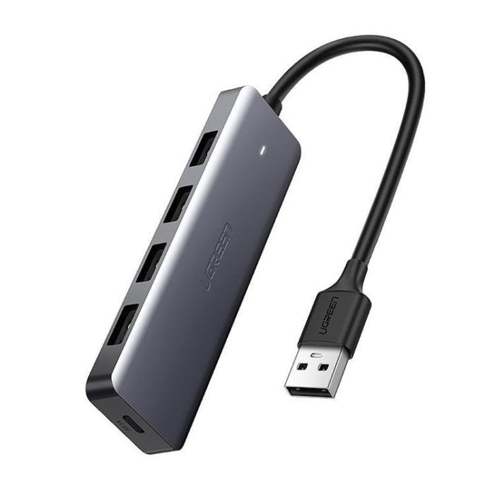 Ugreen - Ugreen USB HUB - 4x USB 3.2 Gen 1 med Mikro-USB-Strömport - Grå