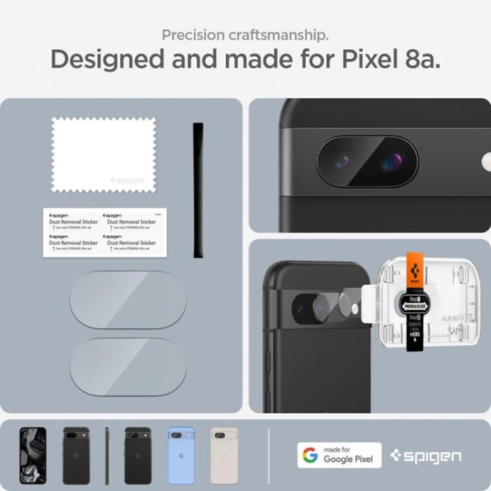 UTGATT - Spigen [2-Pack] Google Pixel 8A Kameralinsskydd Härdat Glas