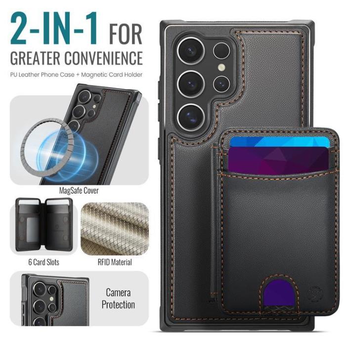 OEM - JEEHOOD Samsung Galaxy S24 Ultra Fodral KonstLäder - Svart