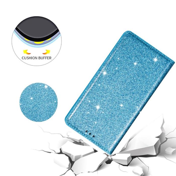 OEM - Mobilskal till SAMSUNG Galaxy S26 Glittrig PU Läder + TPU Kortfack - Blå