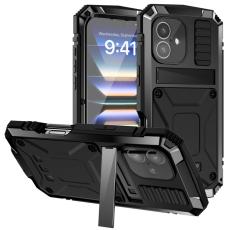 R-JUST - R-JUST Mobilskal till iPhone 16 PC+Silicone+Metal St&auml;ll Svart