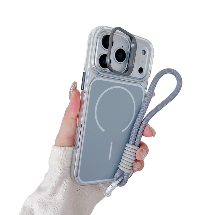 iPhone 17 Pro Mobilskal MagSafe med Handrem Lens Kickstand - Grå (Grå) | 2353 | AlltMobil