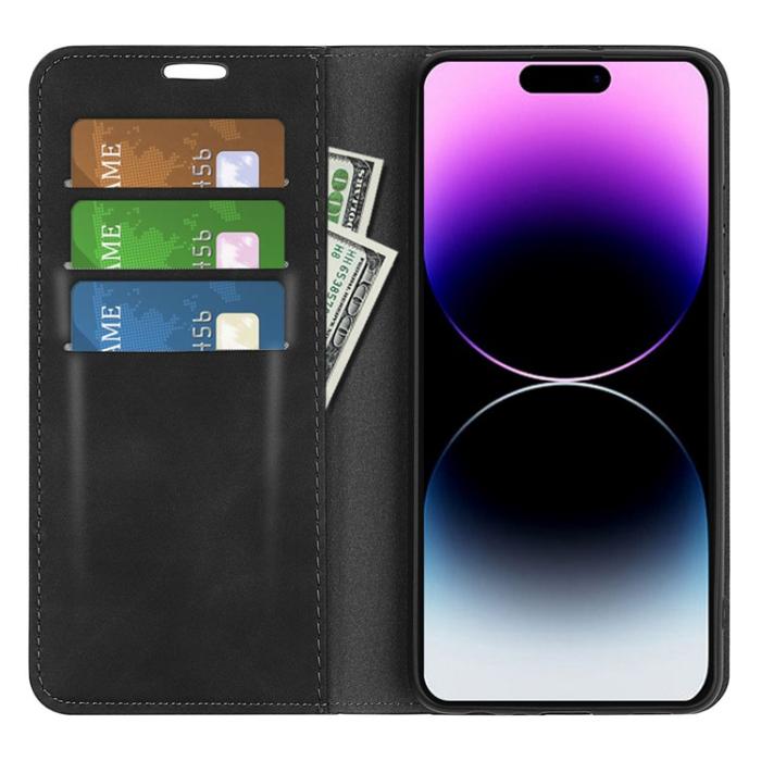 OEM - iPhone 15 Pro Max Plånboksfodral Flip PU-Läder - Svart