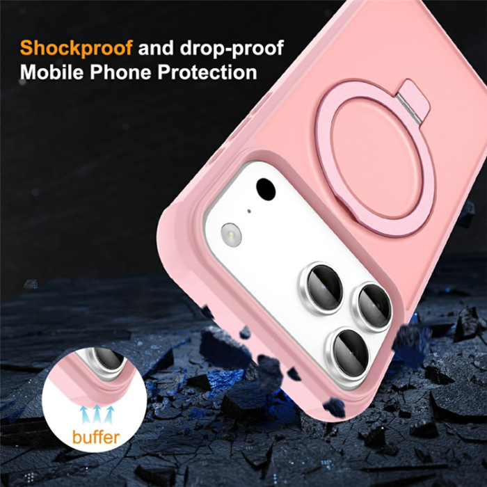 A-One Brand - iPhone 17 Pro Mobilskal MagSafe TPU+PC Kickstand - Rosa
