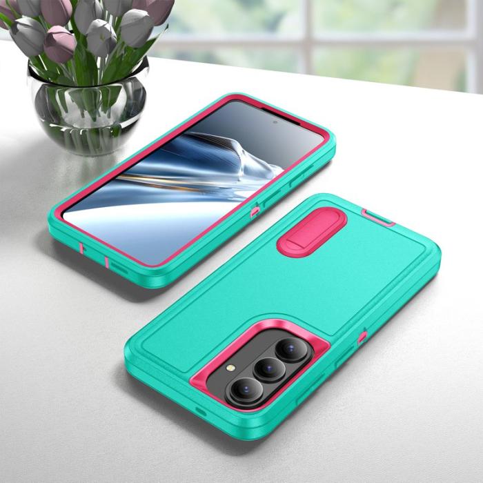 OEM - Mobilskal för Samsung Galaxy S26 Plus PC + Silikon Anti-Drop Kickstand - Cyan