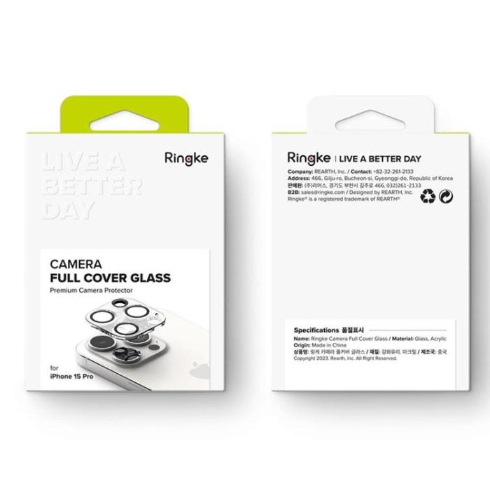 Ringke - [2-Pack] Ringke iPhone 15 Pro Max Kameralinsskydd i Härdat Glas - Svart