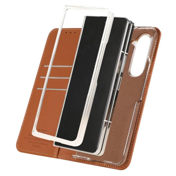 ABEEL - ABEEL Samsung Galaxy Z Fold5 5G Plånboksfodral Konstläder - Brun