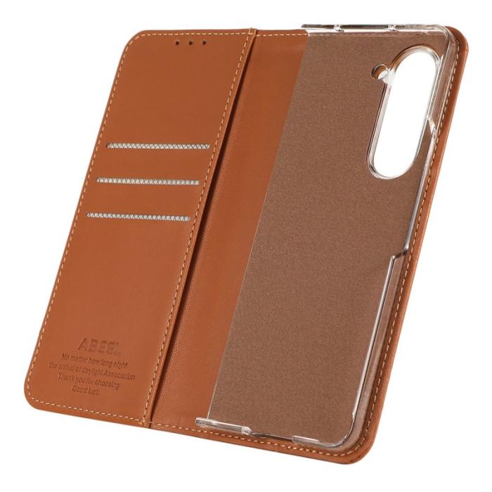 ABEEL - ABEEL Samsung Galaxy Z Fold5 5G Plånboksfodral Konstläder - Brun