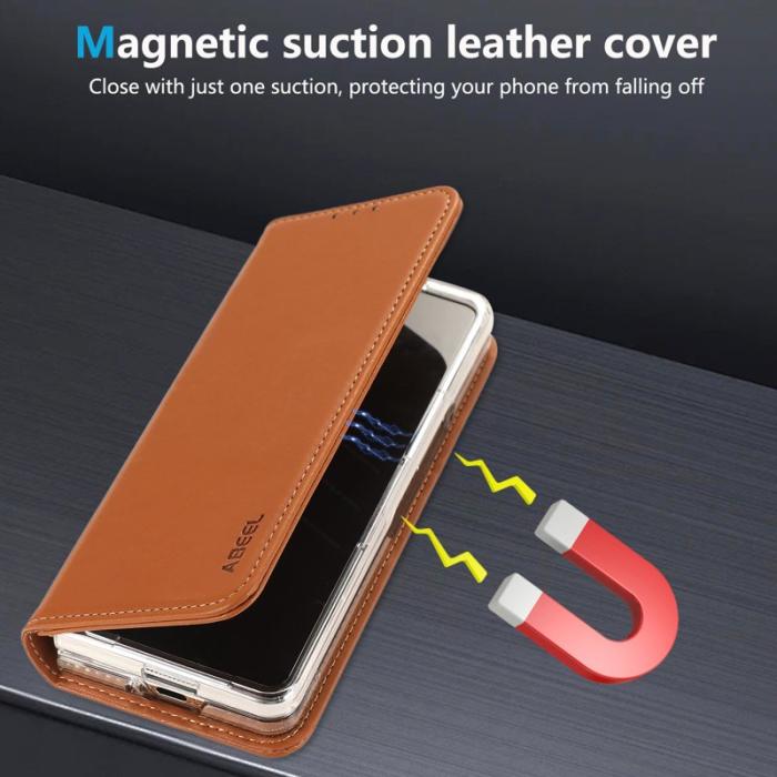 ABEEL - ABEEL Samsung Galaxy Z Fold5 5G Plånboksfodral Konstläder - Brun