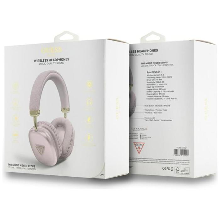Guess - Guess Over-Ear Hörlurar Bluetooth 5.3 Metallic Triangle Logo - Rosa