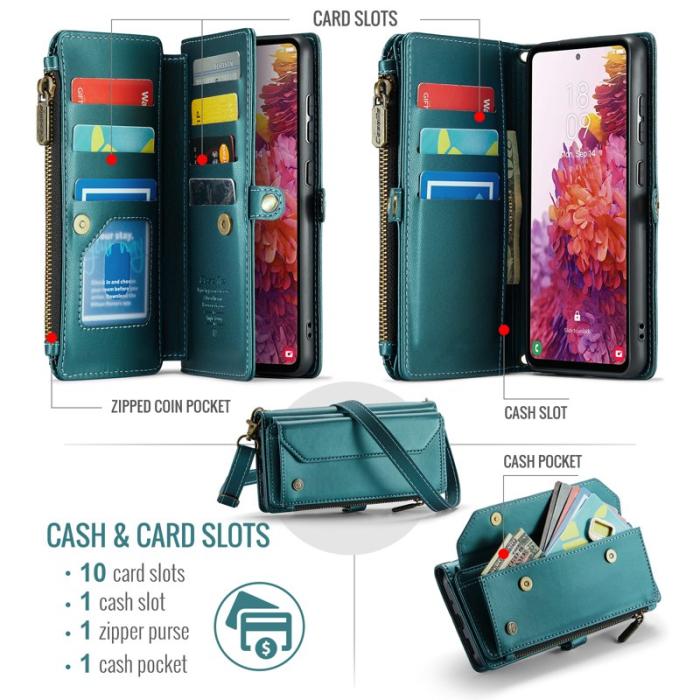 Caseme - CASEME Plånboksfodral Konstläder för Samsung Galaxy S20 FE - Grön