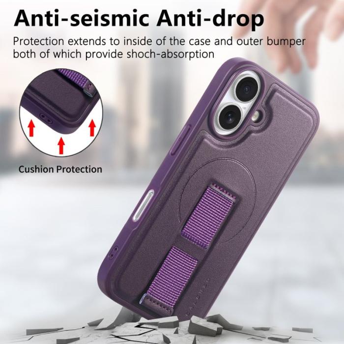 CASENEO - CASENEO iPhone 16 Plus Fodral - Magnetiskt KonstLäder - Lila