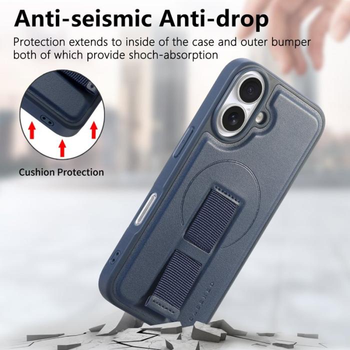 CASENEO - CASENEO iPhone 16 Plus Fodral - Magnetiskt KonstLäder - Blå