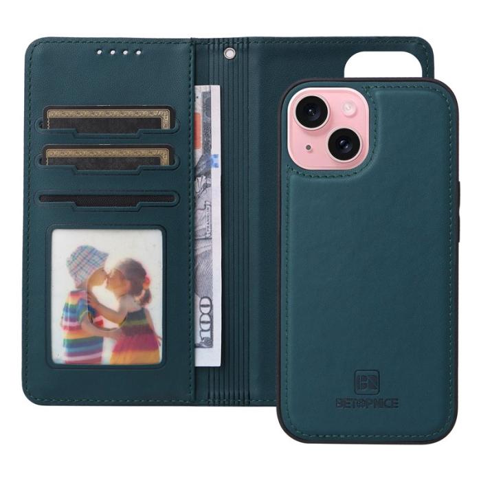 BETOPNICE - BETOPNICE iPhone 15 Plånboksfodral Magnetiskt Detachable Konstläder - Blå