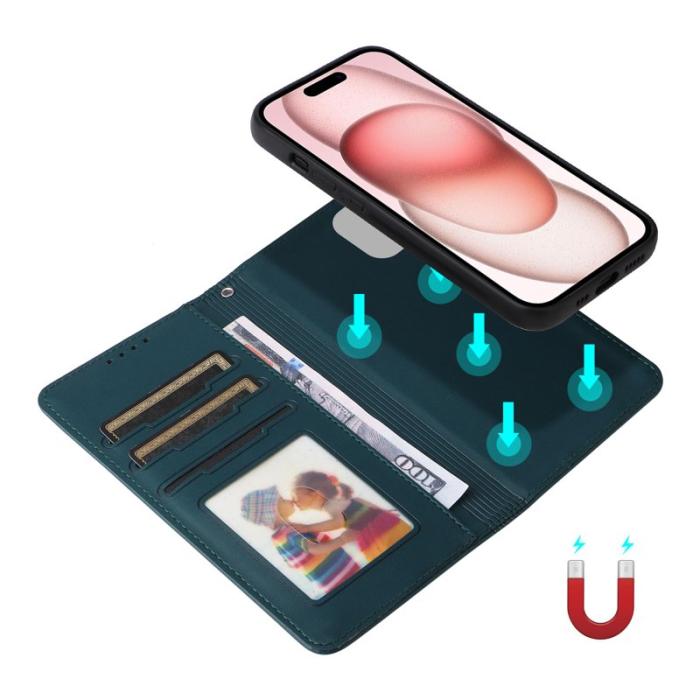 BETOPNICE - BETOPNICE iPhone 15 Plånboksfodral Magnetiskt Detachable Konstläder - Blå