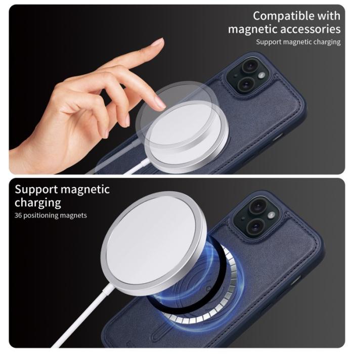 BETOPNICE - BETOPNICE iPhone 15 Plus Fodral KonstLäder - Blå